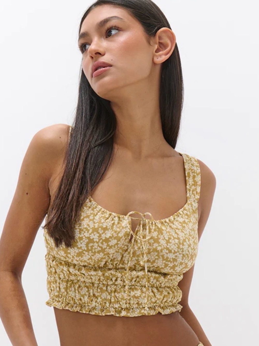 Floral Smocked Cropped Tank Top